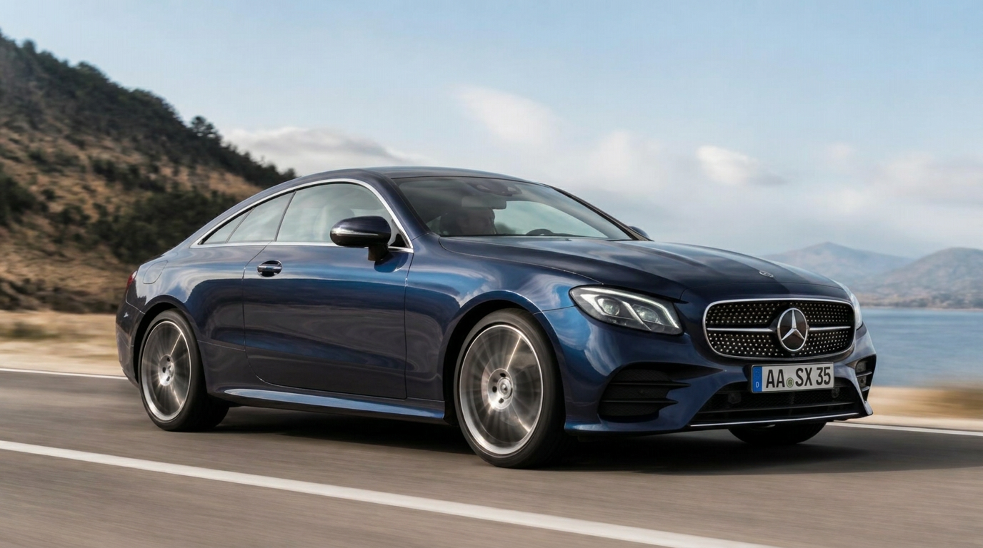 Mercedes-Benz E-Klasse Coupé (Baujahr 2017) in Fahrt auf der Straße